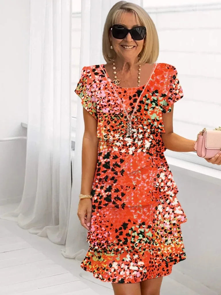 Brigitte | Elegante fließende Robe mit Volants