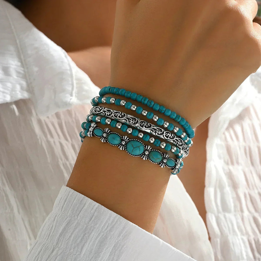 Nilay – Türkisfarbene Armbänder im Boho-Stil