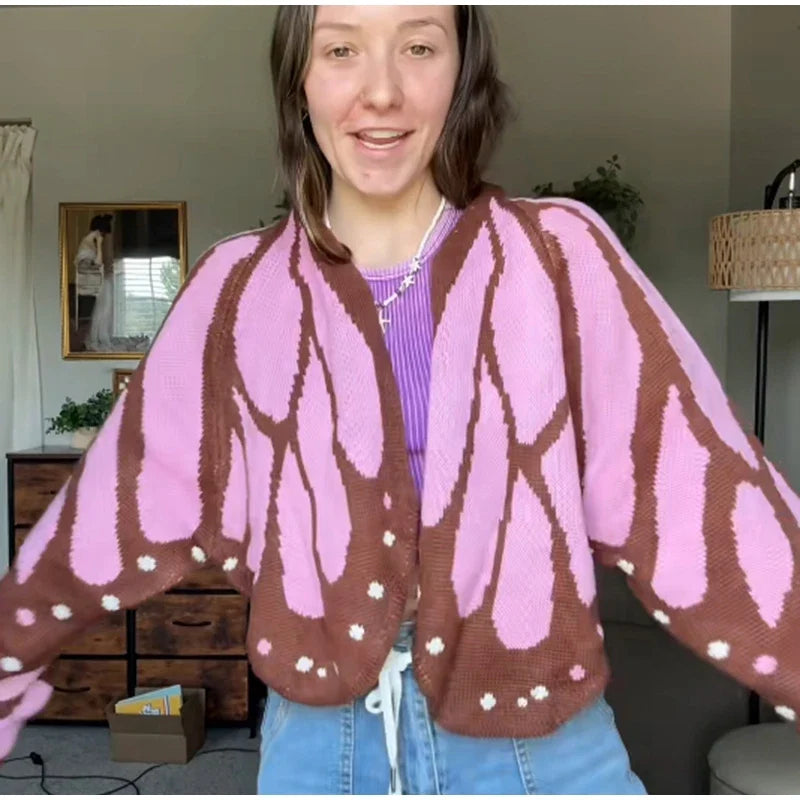 Cardigan Farfallia™ aus strukturiertem Strick mit Schmetterlingsflügel-inspiriertem Design