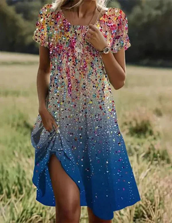 Giovana – Elegantes Midi-Kleid Mit Kurzen Ärmeln