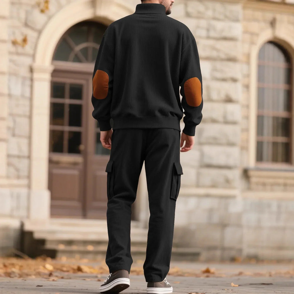 Lars™ Premium-Set aus strukturierter Strickware mit knöpfbarem Stehkragen-Oberteil
