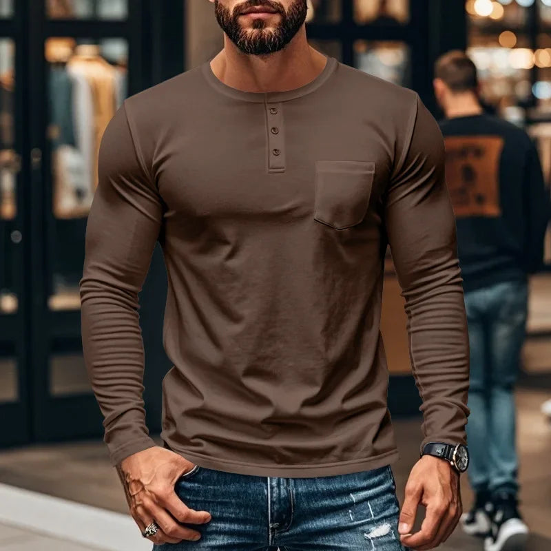 Northline™ Langarmshirt Mit Henley-Kragen und Figurbetonter Passform