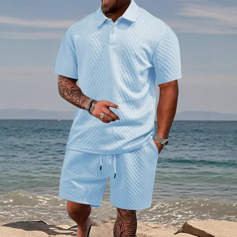 Cristiano™ Set aus strukturierter Strickware mit festem Polokragen