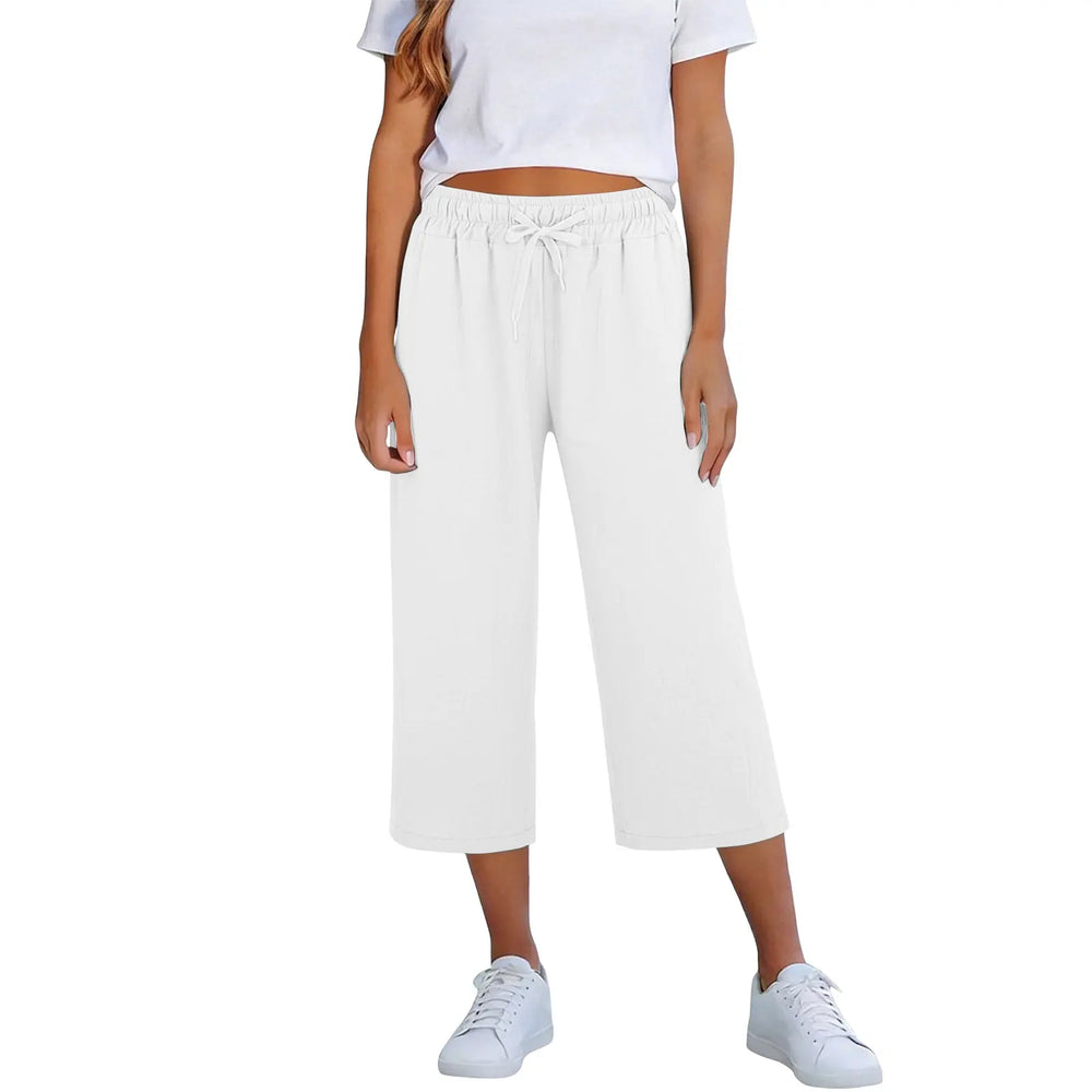 Lisia™ Pantacourt-Hose Aus Baumwoll-Leinen Mit Elastischem Bund Und Verstellbarem Kordelzug