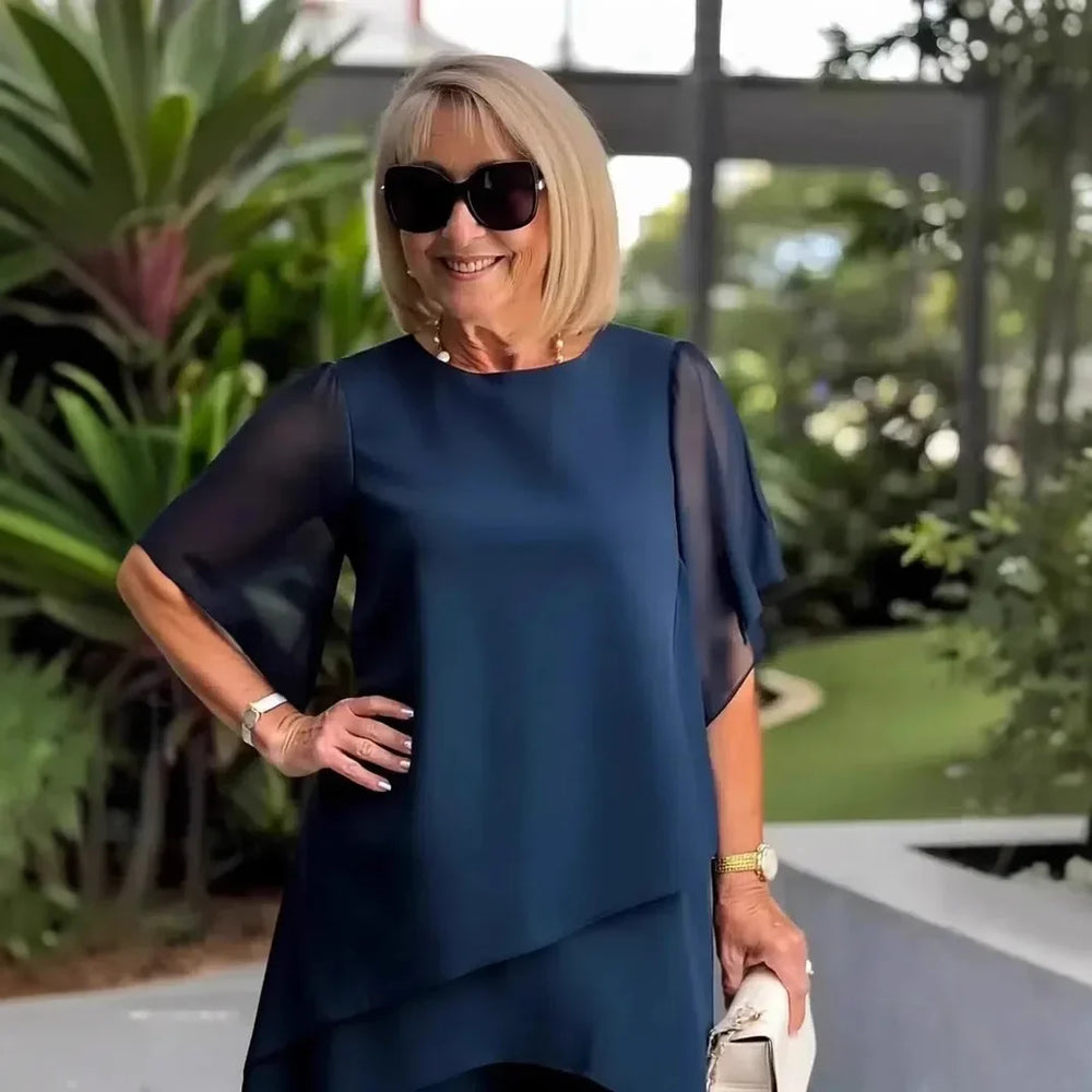 Giorgia™ Set – Bluse mit Lagen-Überwurf und minimalistischer Hose