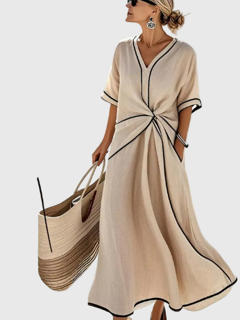 Bianca | Damen Drapiertes Küsten Maxikleid – Drapiertes Maxi Küste Sommer 2026