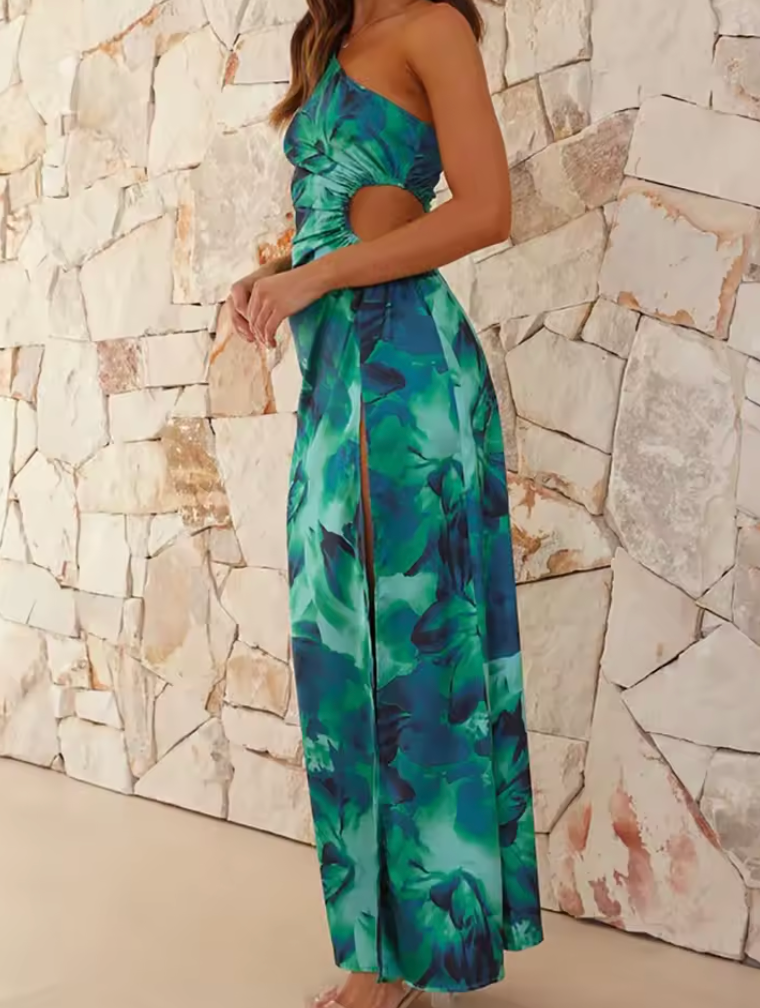 Naiara | Off-Shoulder Lagoon Print Maxi Dress