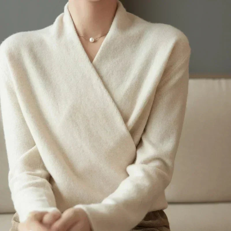 Emilia | Damen Frühlings-Wickelausschnitt-Stricktop