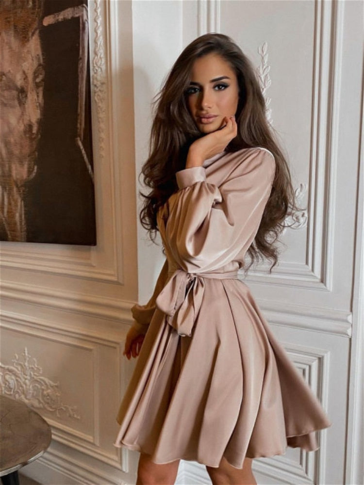 Damen Satin-Partykleid Lang