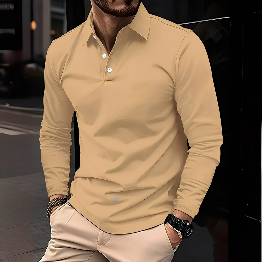 Deacon - Bequemes Langarm-Poloshirt für Herren