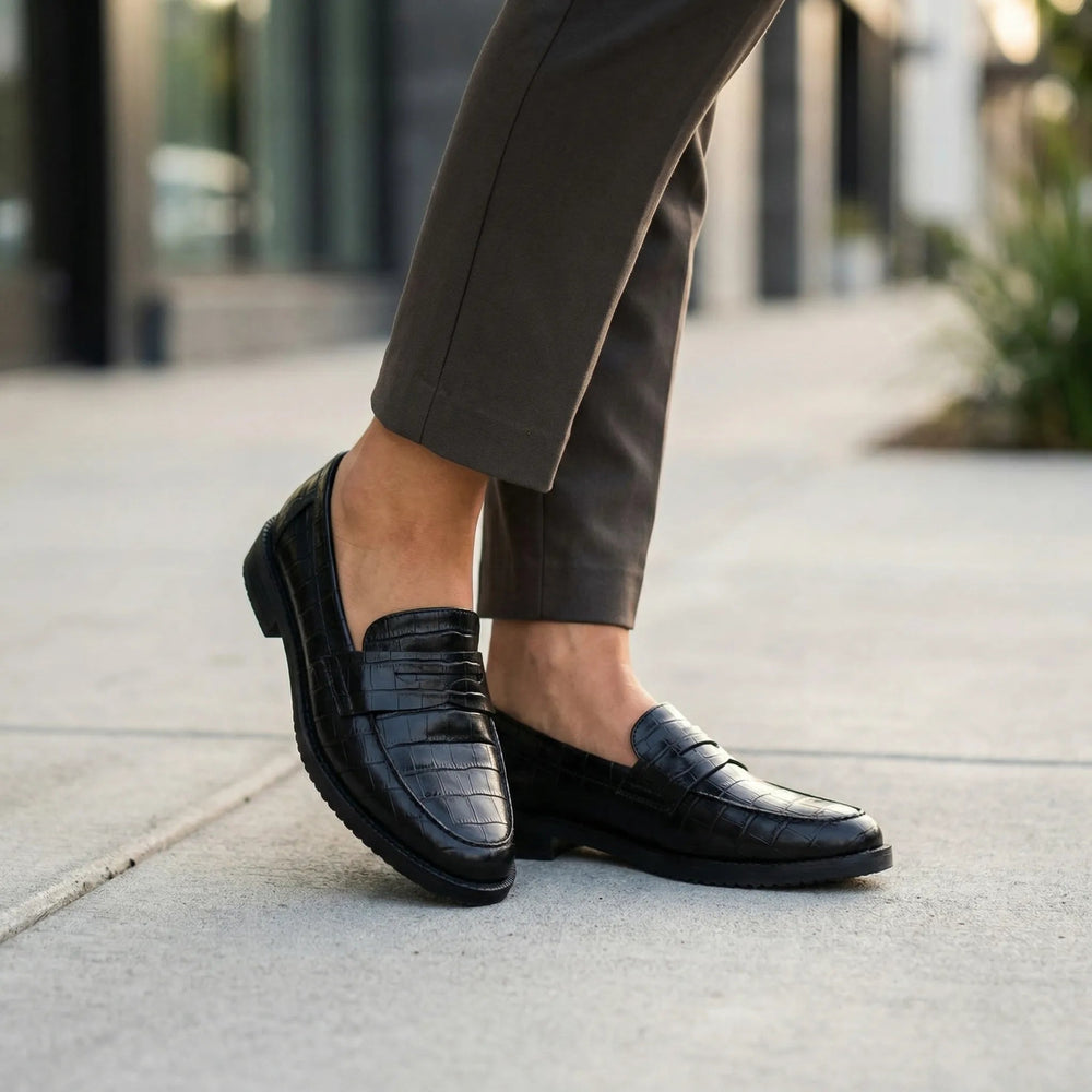 Slip On Damenschuh Elegant | Kroko-Optik & Zeitloser Chic
