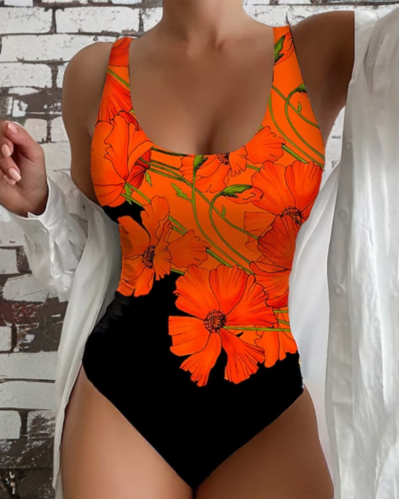 Lucy | Eleganter Einteiler-Badeanzug mit Blumenmuster