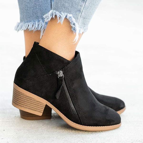 Stiefeletten Damen seitlicher Reißverschluss und Blockabsatz