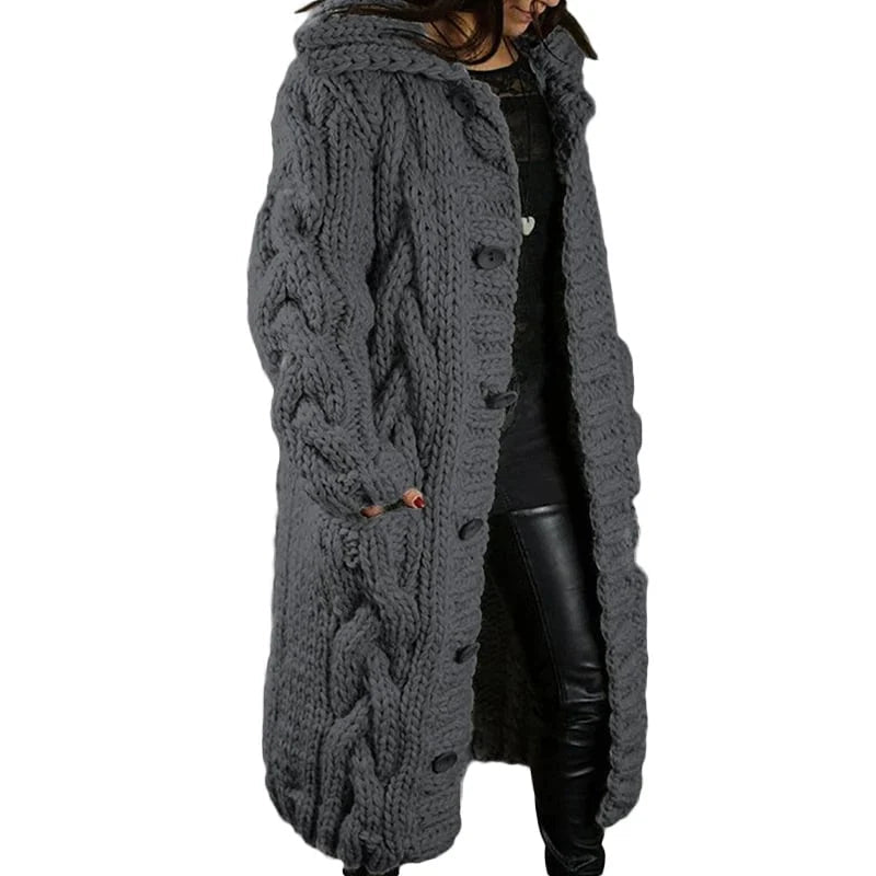 Strickmantel Damen Lang mit Kapuze