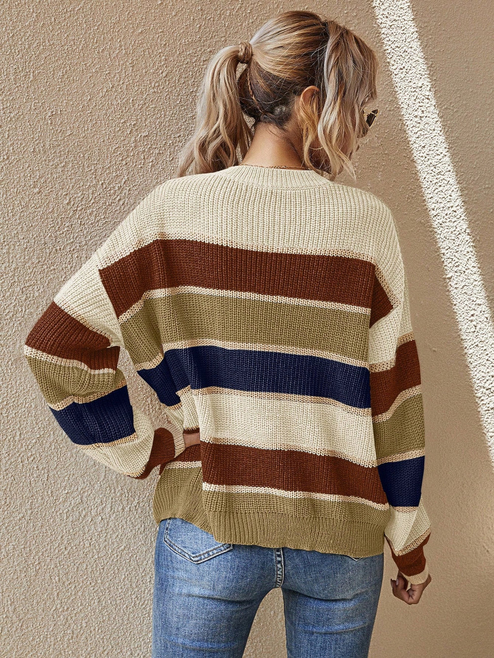 Strickpullover Damen Oversized Gestreift