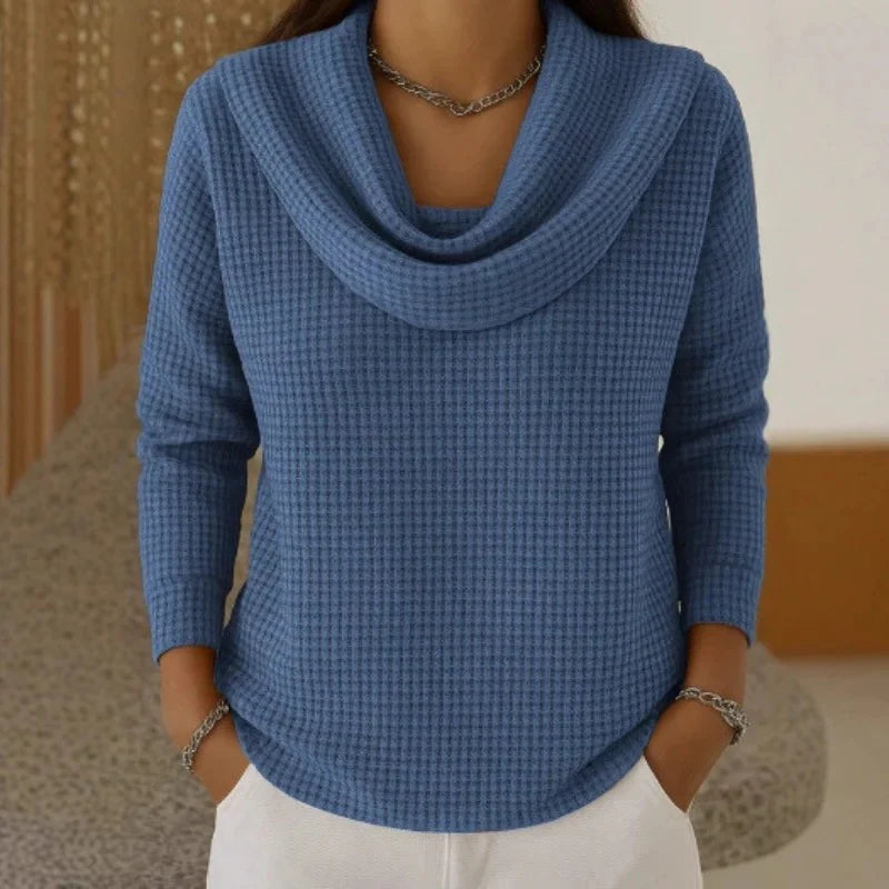 Strickpullover Damen mit Wasserfallkragen