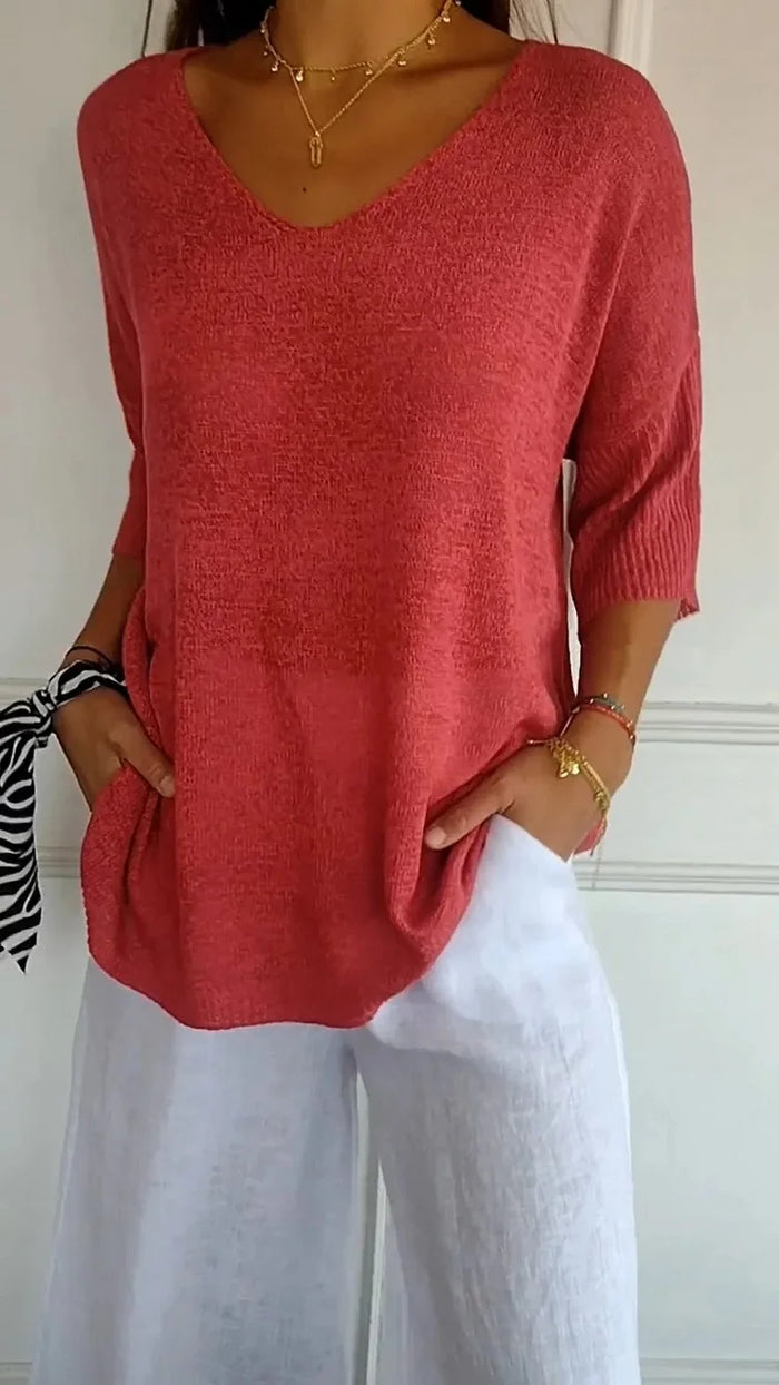 Stricktop Damen | V-Ausschnitt & Lockerer Wohlfühl-Schnitt