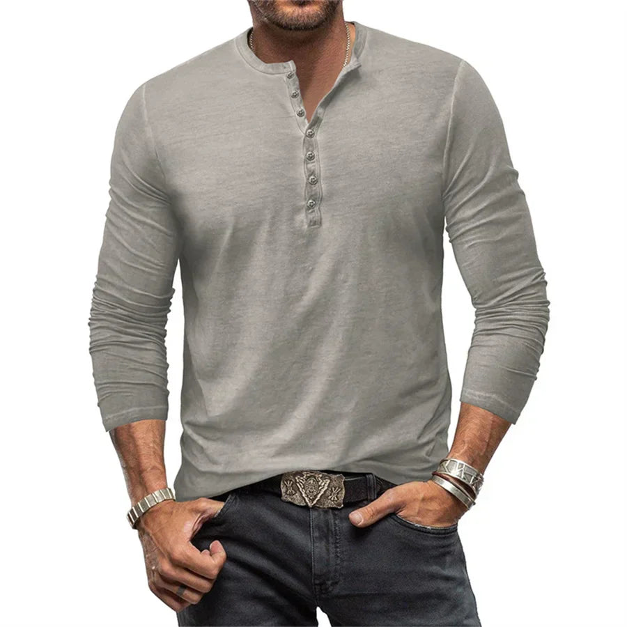 Sweatshirt Herren Henley | Knopfleiste & Langarm-Komfort
