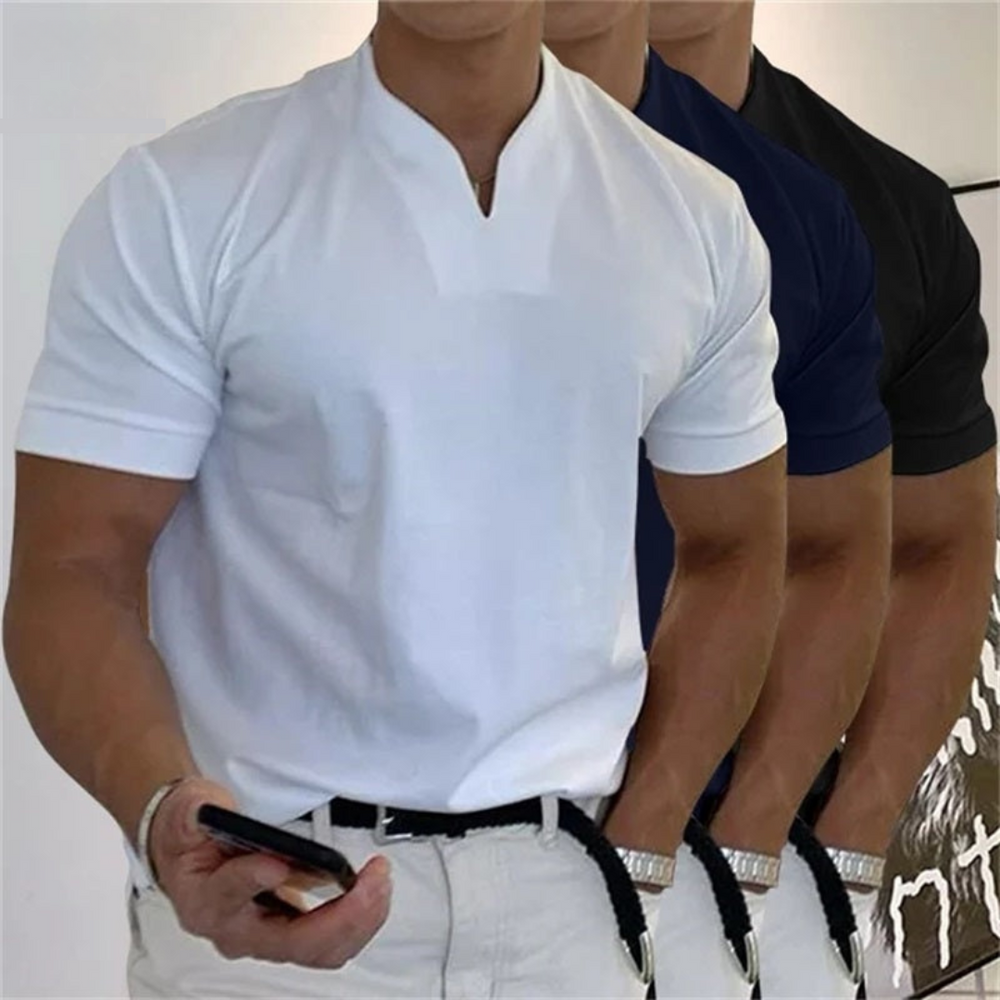 T-Shirt Herren | Slim Fit mit V-Ausschnitt & cleaner Uni-Optik