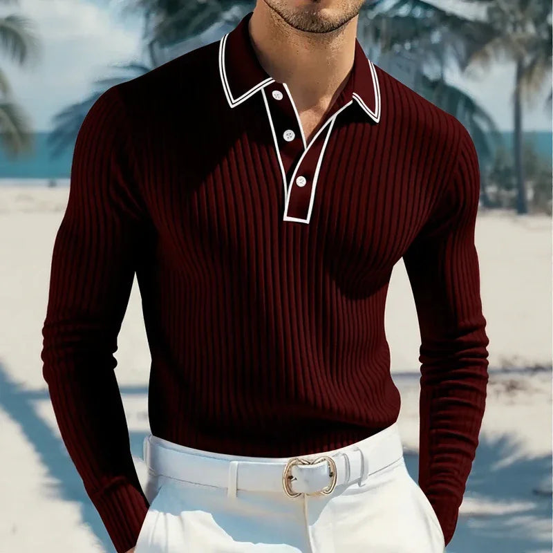 Castellan™-Poloshirt mit Langen Ärmeln, Kontrastierendem Kragen und Hochwertiger Verarbeitung