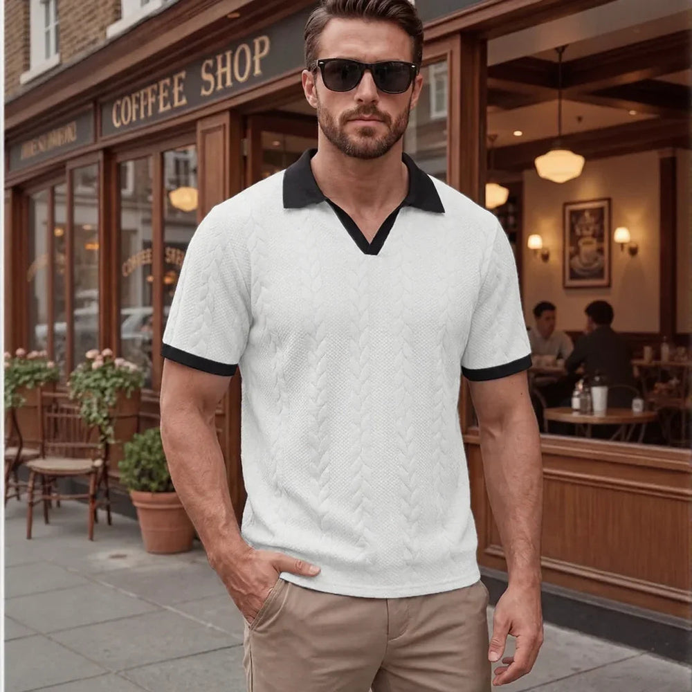 Windsor™ Polo Aus Strukturierter Strickware Mit Kontrastkragen