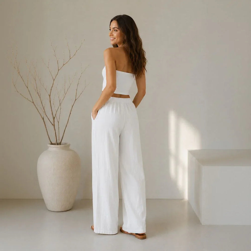 Lavinia™ Baumwoll-Leinenhose mit Verstellbarem Kordelzug
