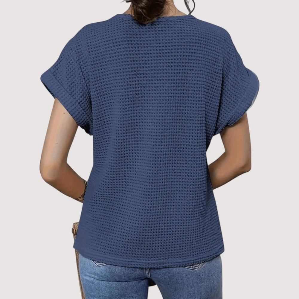 Top Damen | Spitzendetail & Waffelstruktur