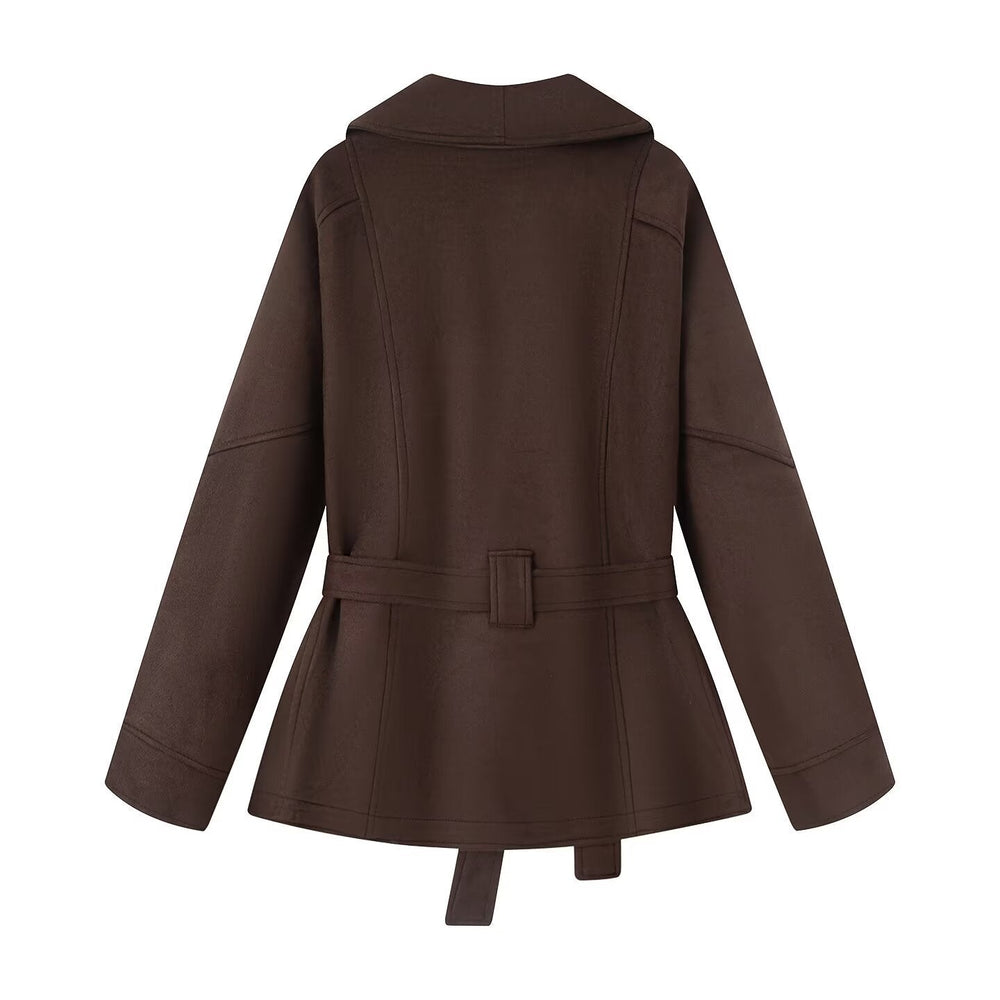 Übergangsjacke Damen | Kurzmantel Damen | Taillengürtel für elegante Silhouette