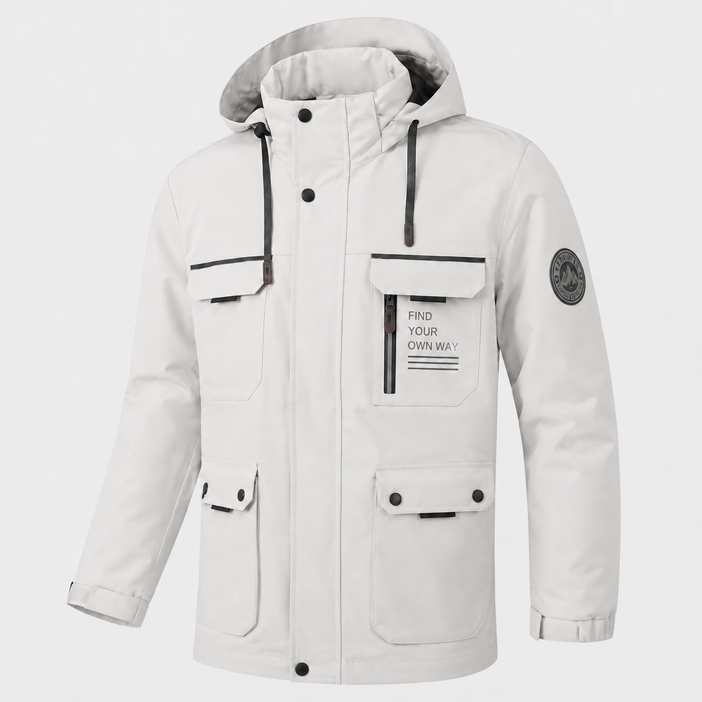 Übergangsjacke Herren | Steppjacke Herren mit Kapuze | Windschutz & große Taschen