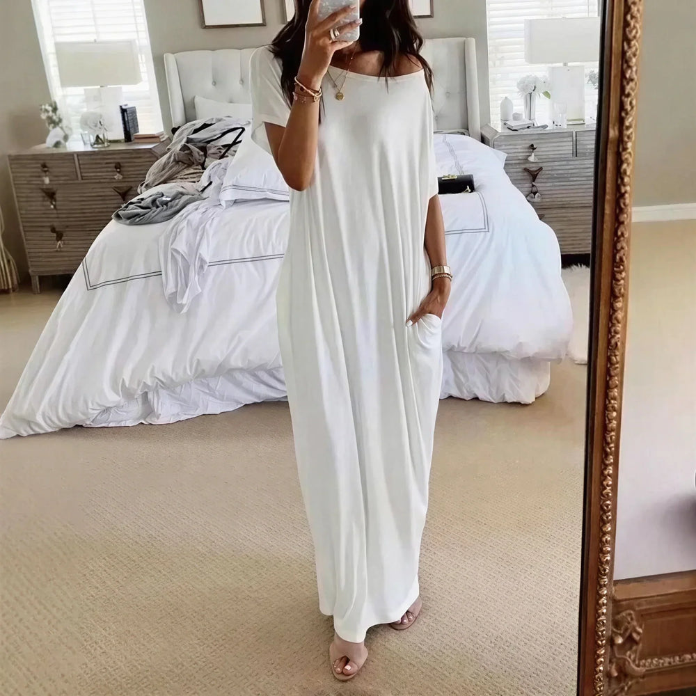 Daphne™ Maxikleid mit weitem Ausschnitt und Seitentaschen