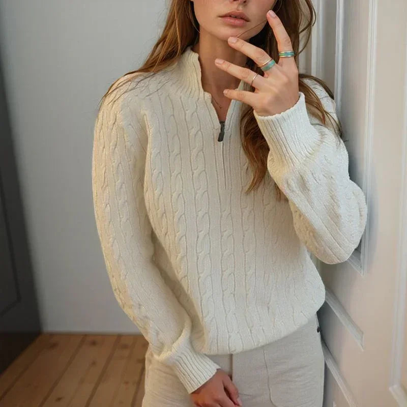 Mathilde™-Pullover aus Zopfstrick mit Hohem Kragen  / Das Must-Have für Winterliche Looks mit Präsenz!
