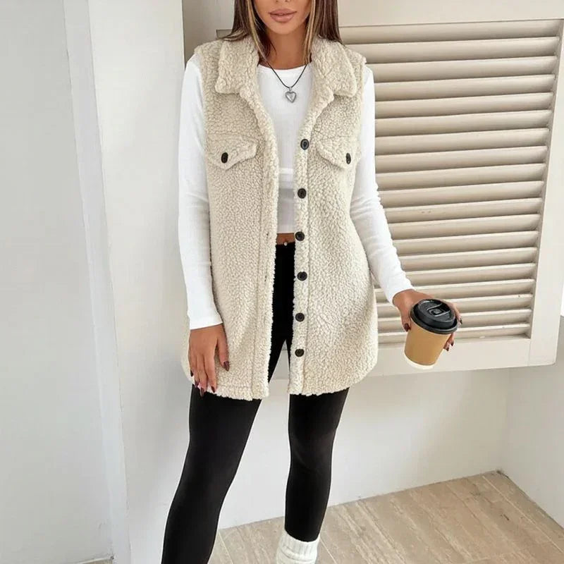 Aspen™-Weste aus hochwertigem Sherpa mit verlängertem Design / Stilvoller Komfort für kalte Tage!