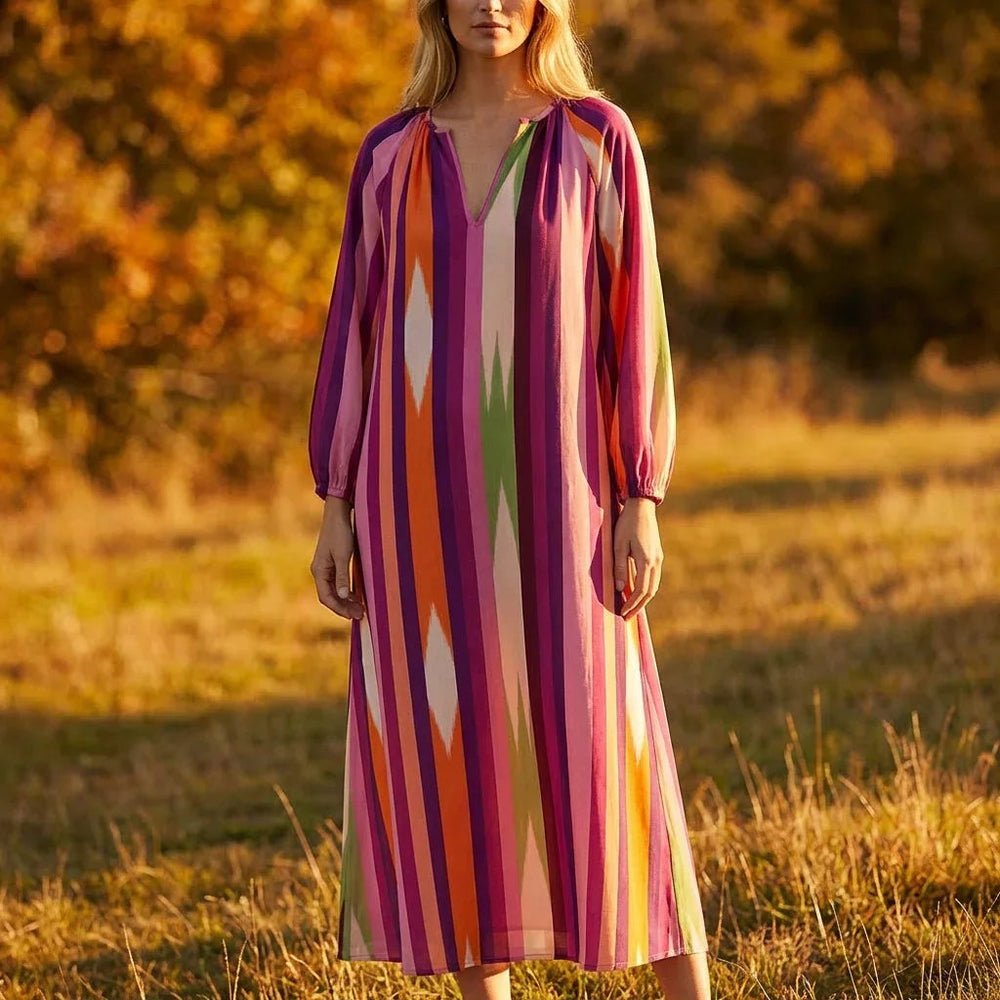 Kamelie™ Viskose-Maxikleid mit tiefem V-Ausschnitt