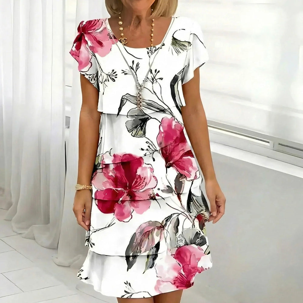 Cremona™-Kleid mit Blumenmuster, gestuftem Design und leicht ausgestellten Ärmeln