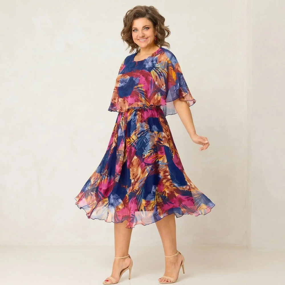 Garden Glow™ Bedrucktes Midikleid mit Überlage