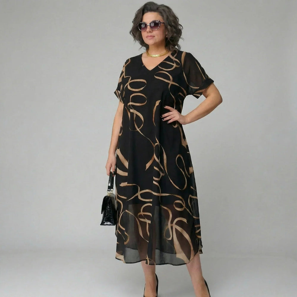 Franziska™ Kleid mit Volant und Gold-Print
