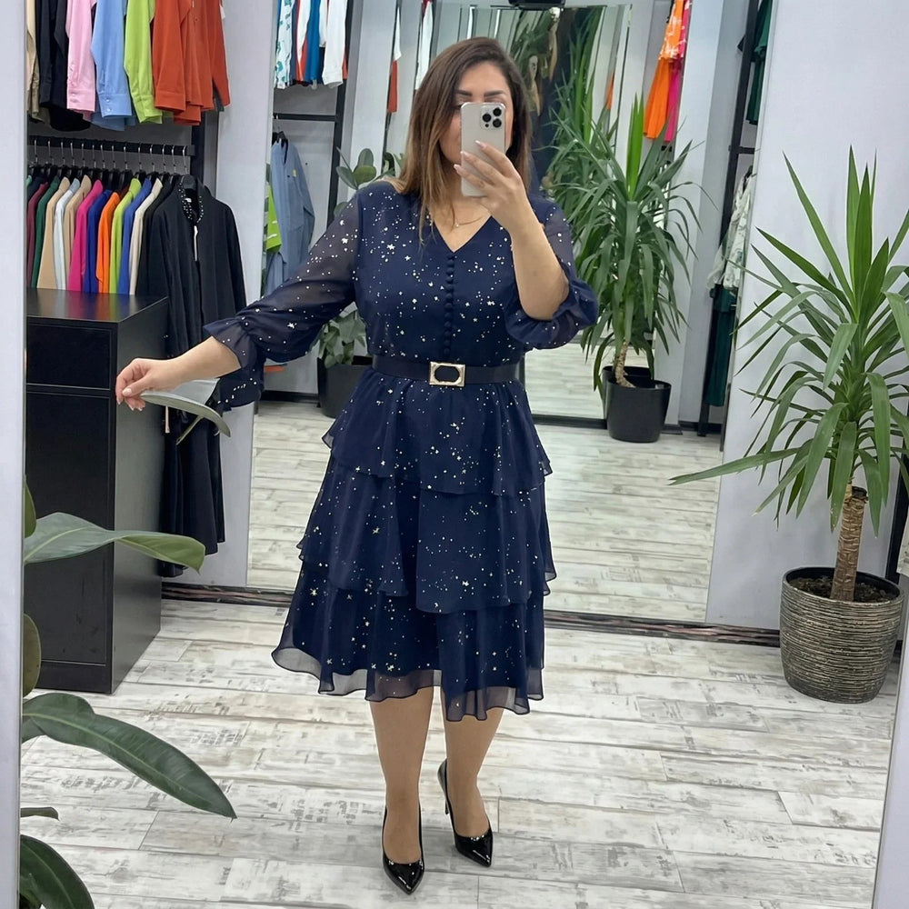 Valencia™ Kleid mit Stufenrock und dezentem Punkte-Muster