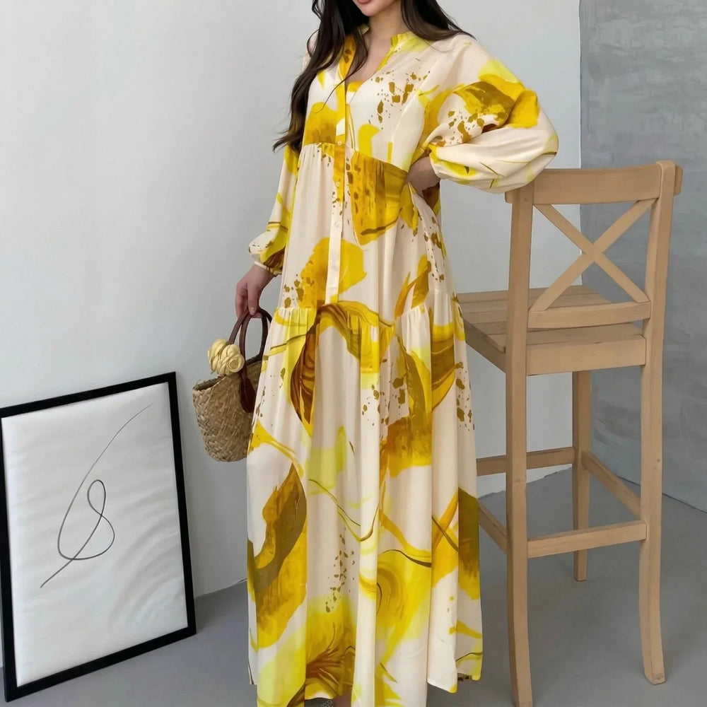 Marrakesch™ Maxi-Kleid mit künstlerischen Prints und Puffärmeln