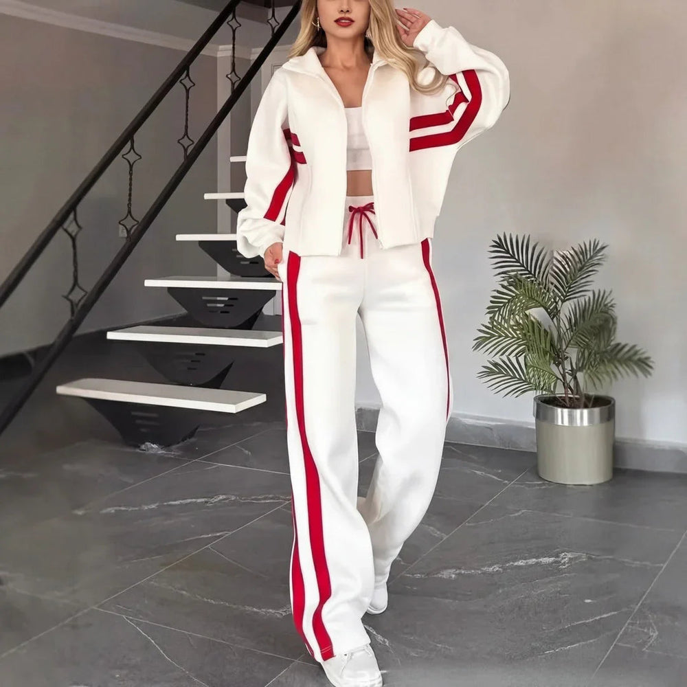 Angelina™ Set mit Stehkragenjacke und modernen Streifen