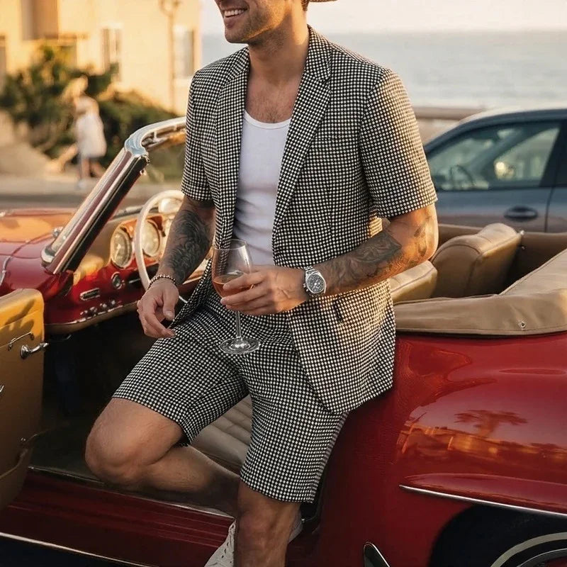 Montreux™-Set im Maßschneider-Stil mit Kurzärmeligem Blazer und Klassischen Karierten Shorts