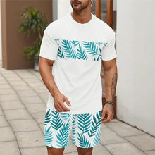 Weiß mit blauen Shorts mit Blättern