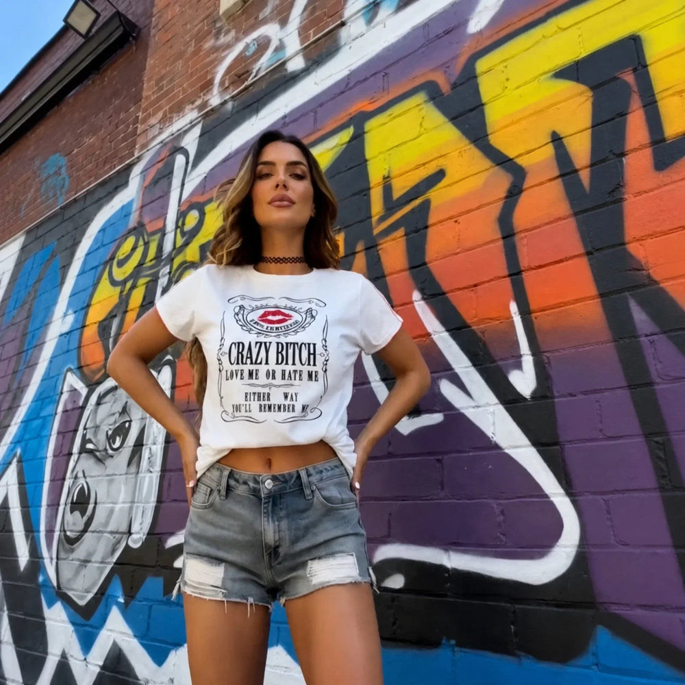 Skye™ Kurzarm-T-Shirt mit Vintage-Frontprint