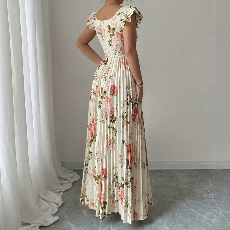 Evangeline™ Kleid mit Klassischem Blumenmuster und Raffinierten Plisseefalten