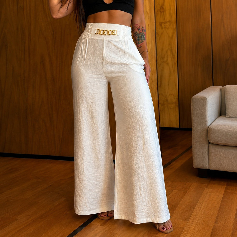 Valenzia™ Hose mit Hoher Taille und Exklusivem Goldenen Detail