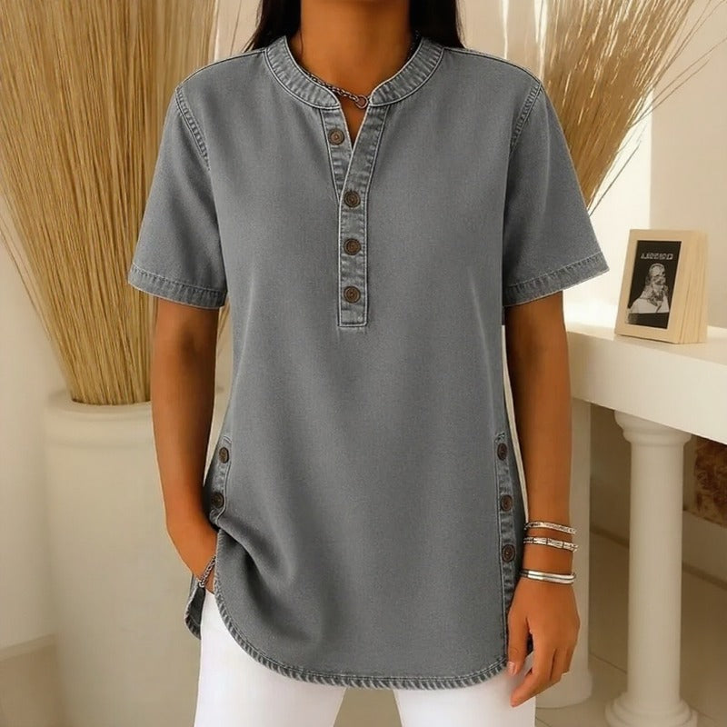 Jeansbluse Calenny™ Mit Gewaschener Optik und Lockerer Passform