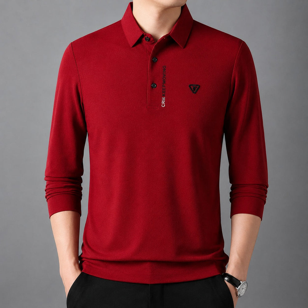Poloshirt Aldren™ mit feiner Piquéstruktur, Knopfleiste und langen Ärmeln