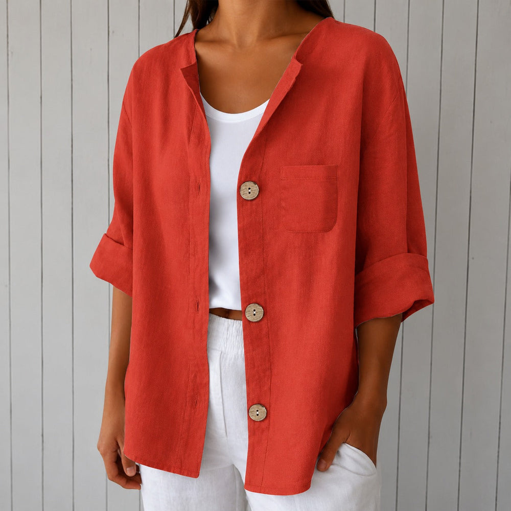 Bluse Marie™ mit Frontknöpfen, 3/4-Ärmeln und Brusttasche