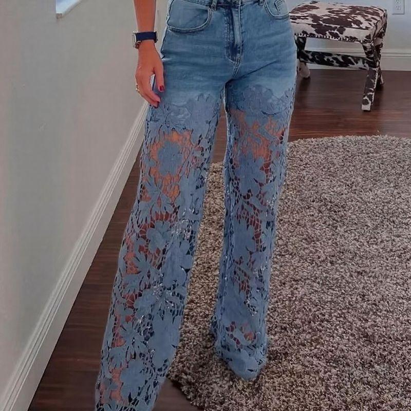 Bethania™ Jeans aus Modernem Denim mit Handgefertigter Blumen-Spitze