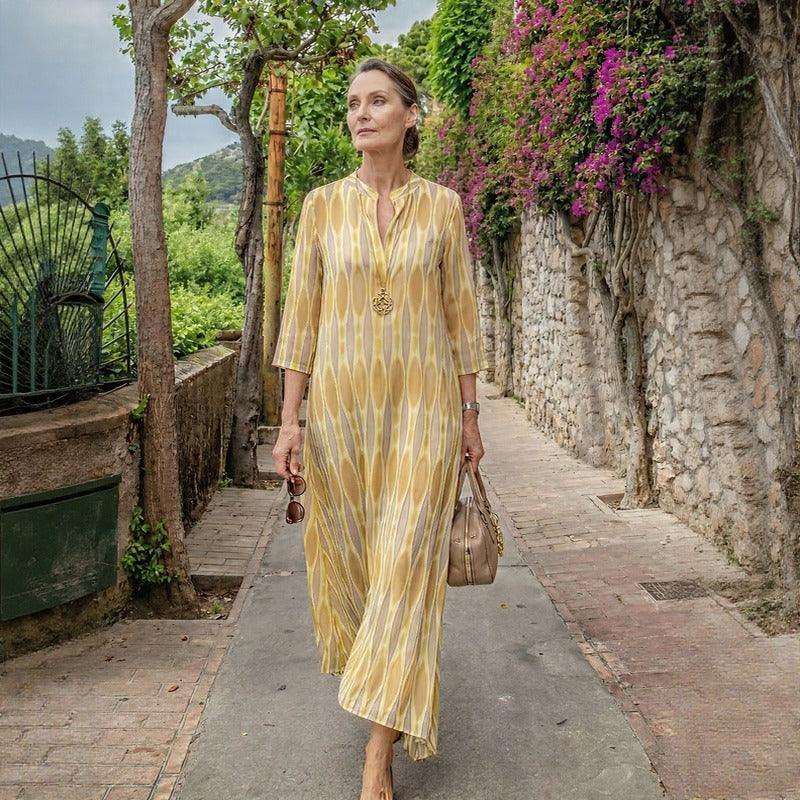 Soleil Class™-Kleid aus Hochwertiger Viskose mit Mediterranem Print