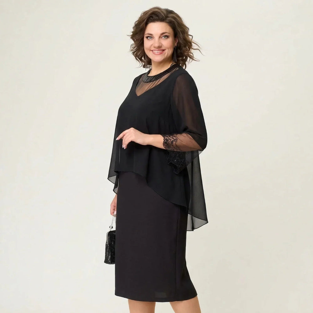 Elise™ Kleid mit Überwurf und transparenten Ärmeln
